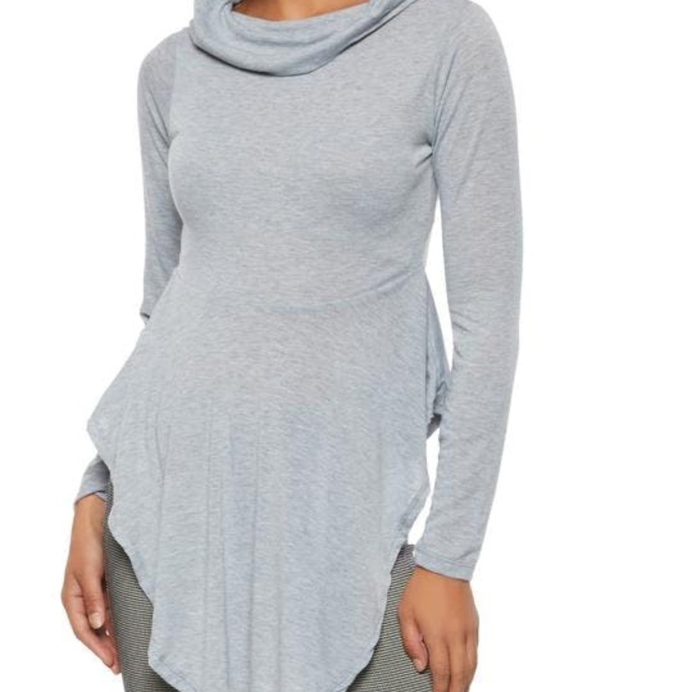 Solid Cowl Neck Long Sleeve Top - image 1